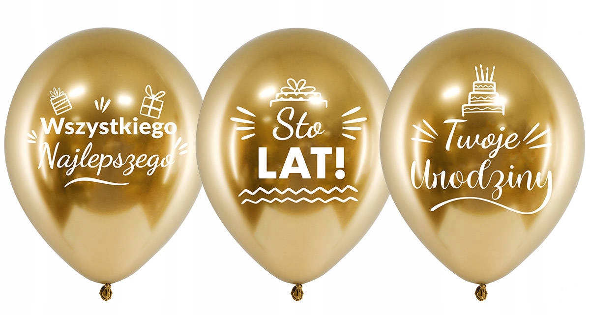 

Balony urodzinowe złote Chrome Sto Lat