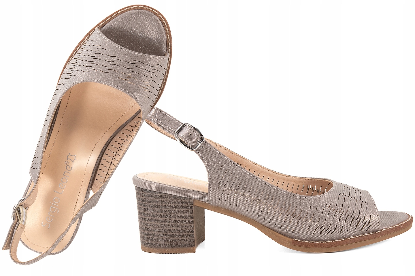 Sergio Leone SK832 Ažurové Dámské Sandály Na Podpatku stříbro Stříbrná 36