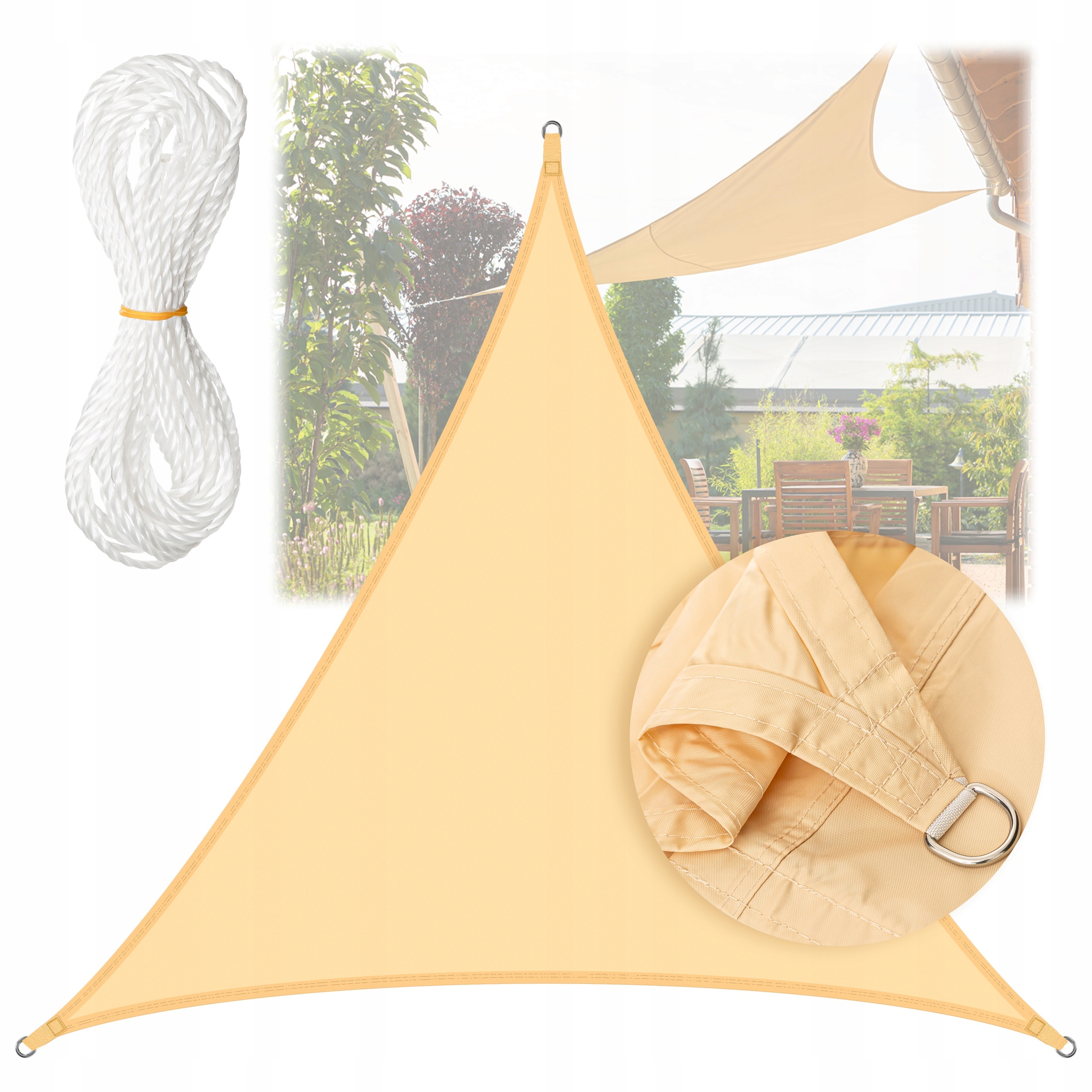 Sluneční Plachta Zahradní Zatemňovač Voděodolná 4x4x4 m Trojúhelníková