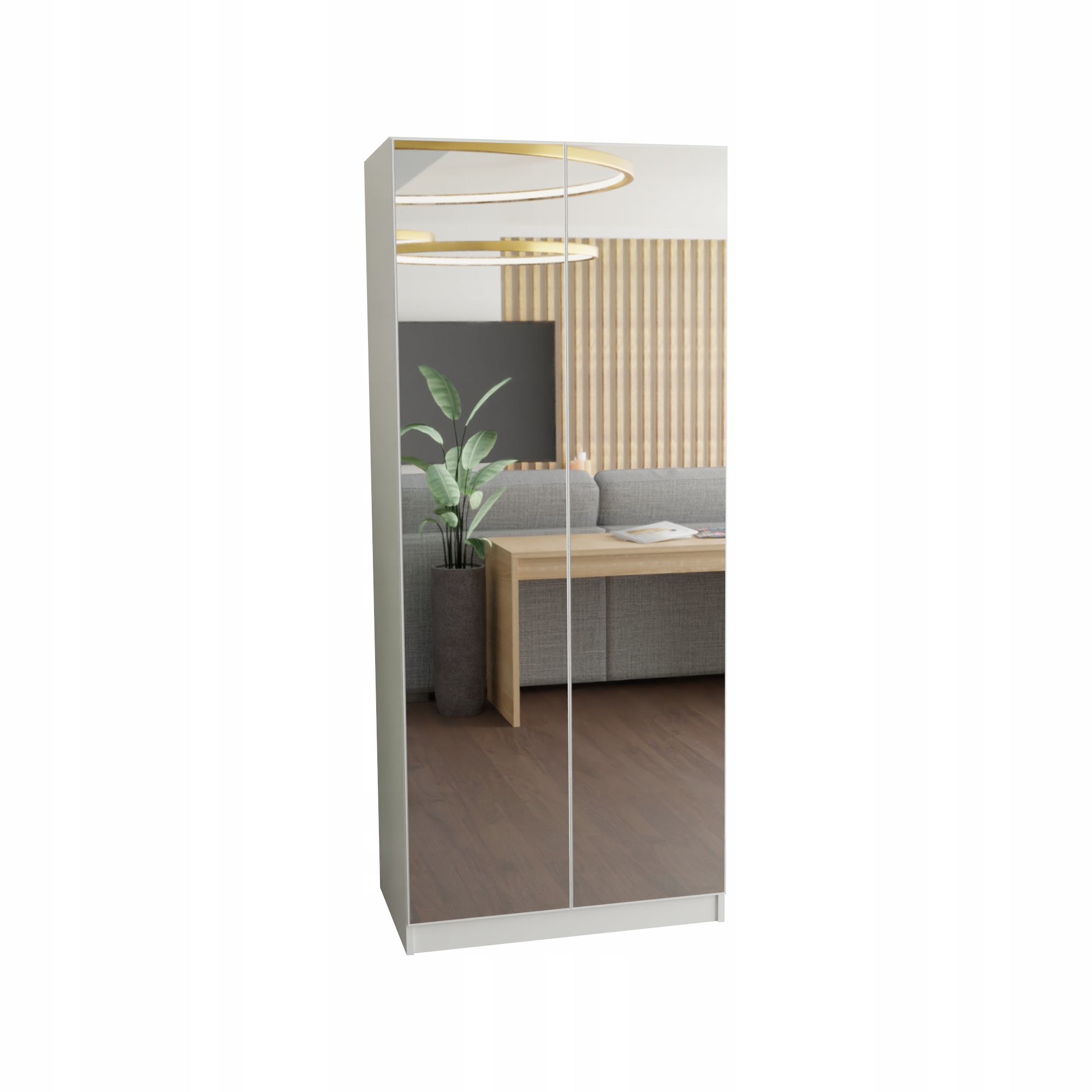 SZAFA DWUDRZWIOWA GARDEROBA BIAŁA 80CM ALASKA LUSTRO SAME PÓŁKI