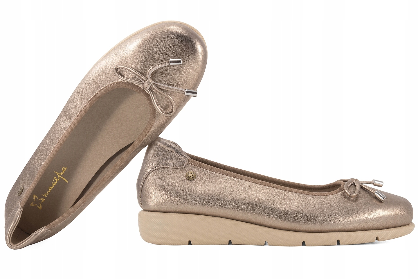 Maciejka P6504-25 Dámské Balerínky Polobotky Na Klínku, zlaté