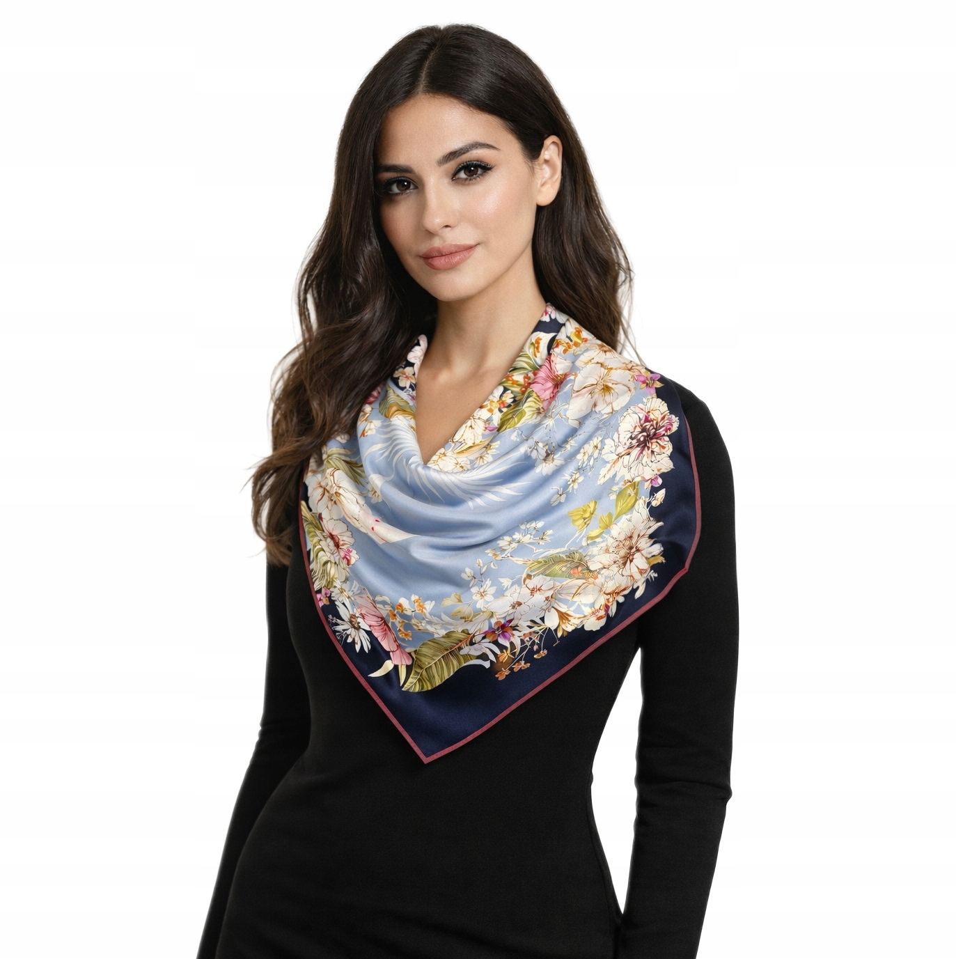 Hedvábný Šátek 100% Hedvábí Morušová Značka Prémiová Kvalita^