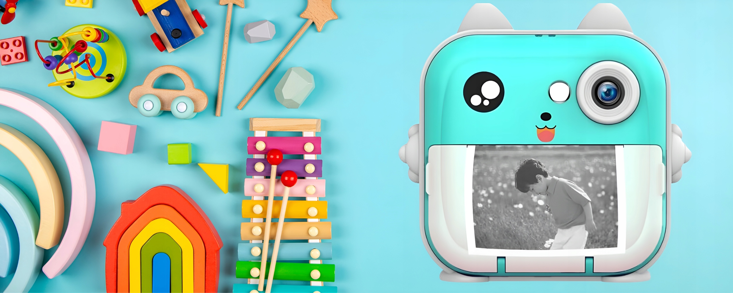 APARAT NATYCHMIASTOWY DLA DZIECI DRUKUŚ DRUKARKA Z KARTA 32GB + 3 ROLKI Szerokość produktu 11 cm