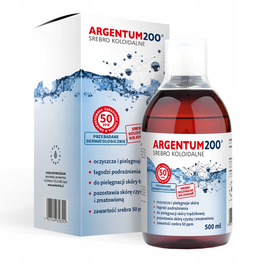 

Aura Srebro Koloidalne 50 ppm Argentum 200 500 ml