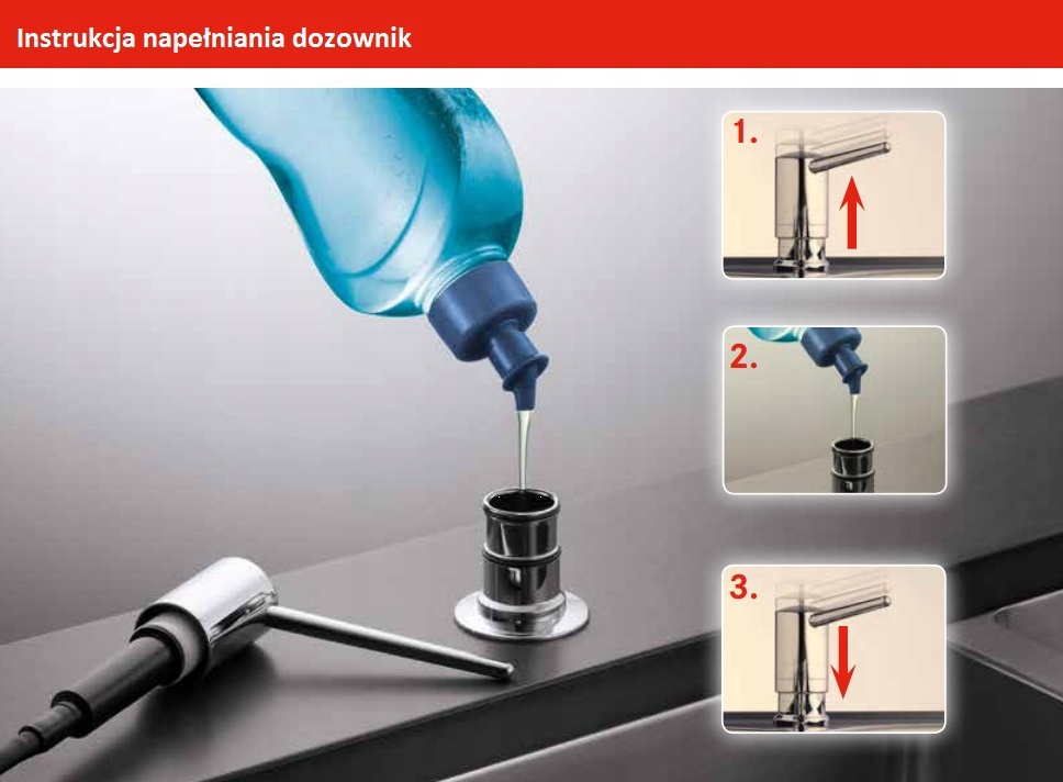 Dozownik do płynu QUADRON LORI stal szlachetna /METALOWY SOLIDNIE WYKONANY/ Kolor pompki inny