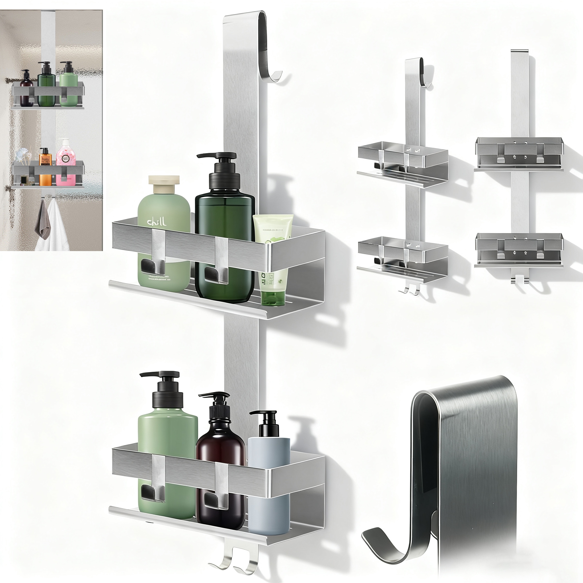 Závěsná Koupelnová Polička Pod Sprchu Nerezová, Nosnost 7 Kg, Pevná