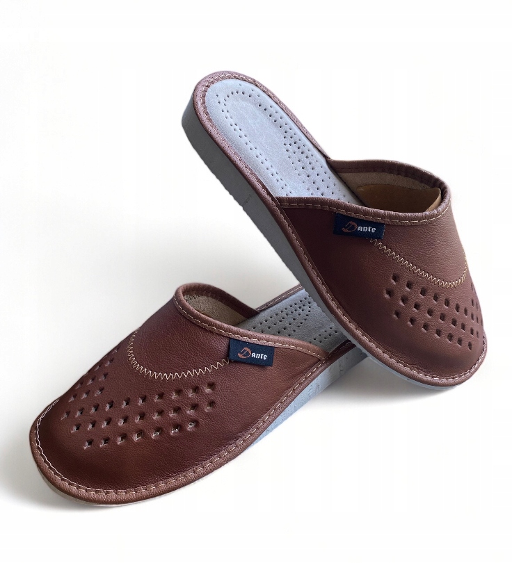 KAPCIE MĘSKIE PANTOFLE DOMOWE DANTE SKÓRA r.41 PREZENT