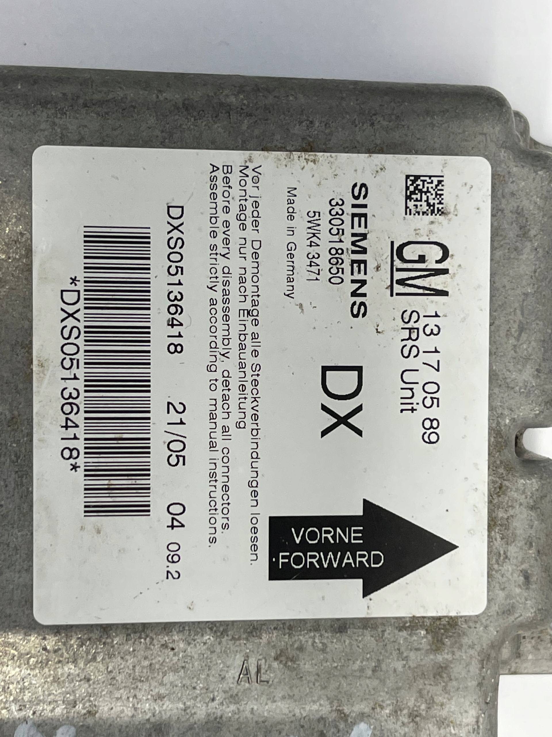 Sensor airbag Opel OE 13170589