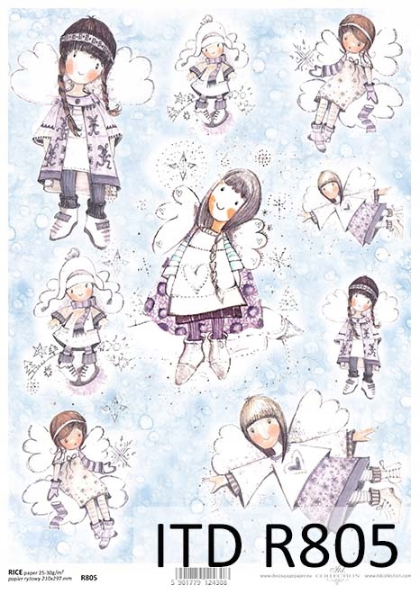 Papier Ryżowy R0805 z włoskami A4 decoupage Anioł