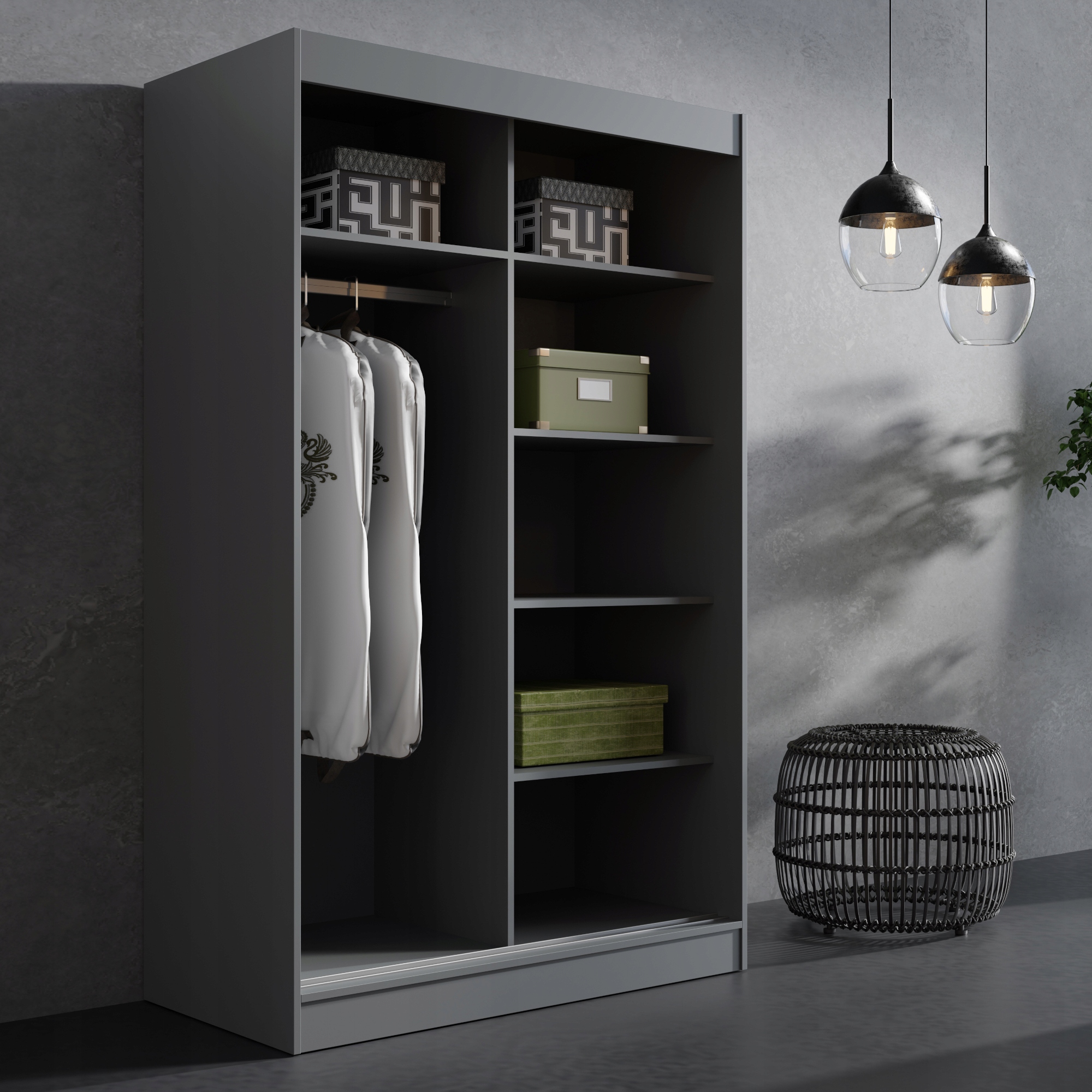 Szafa przesuwna z lustrem Como 2D2L 120 Szara