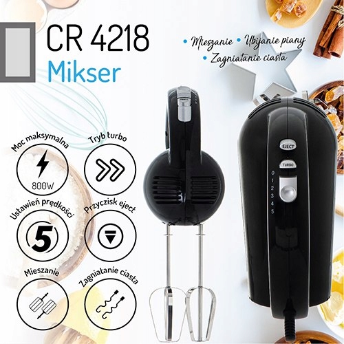 CR 4218 Mikser 300W Turbo 5 Prędkości Mieszadła SUS304