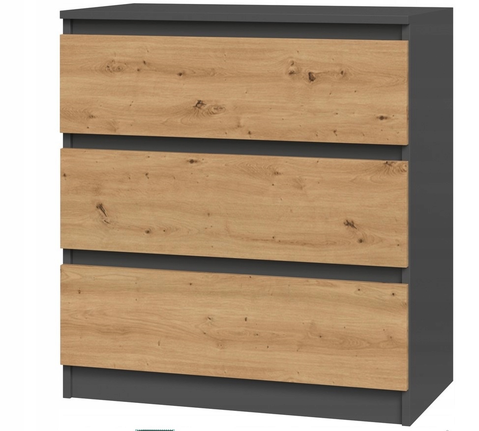 Komoda KM3 Antracit Dub Artisan Skříňka 3 Zásuvky Do Obývacího Pokoje Ložnice