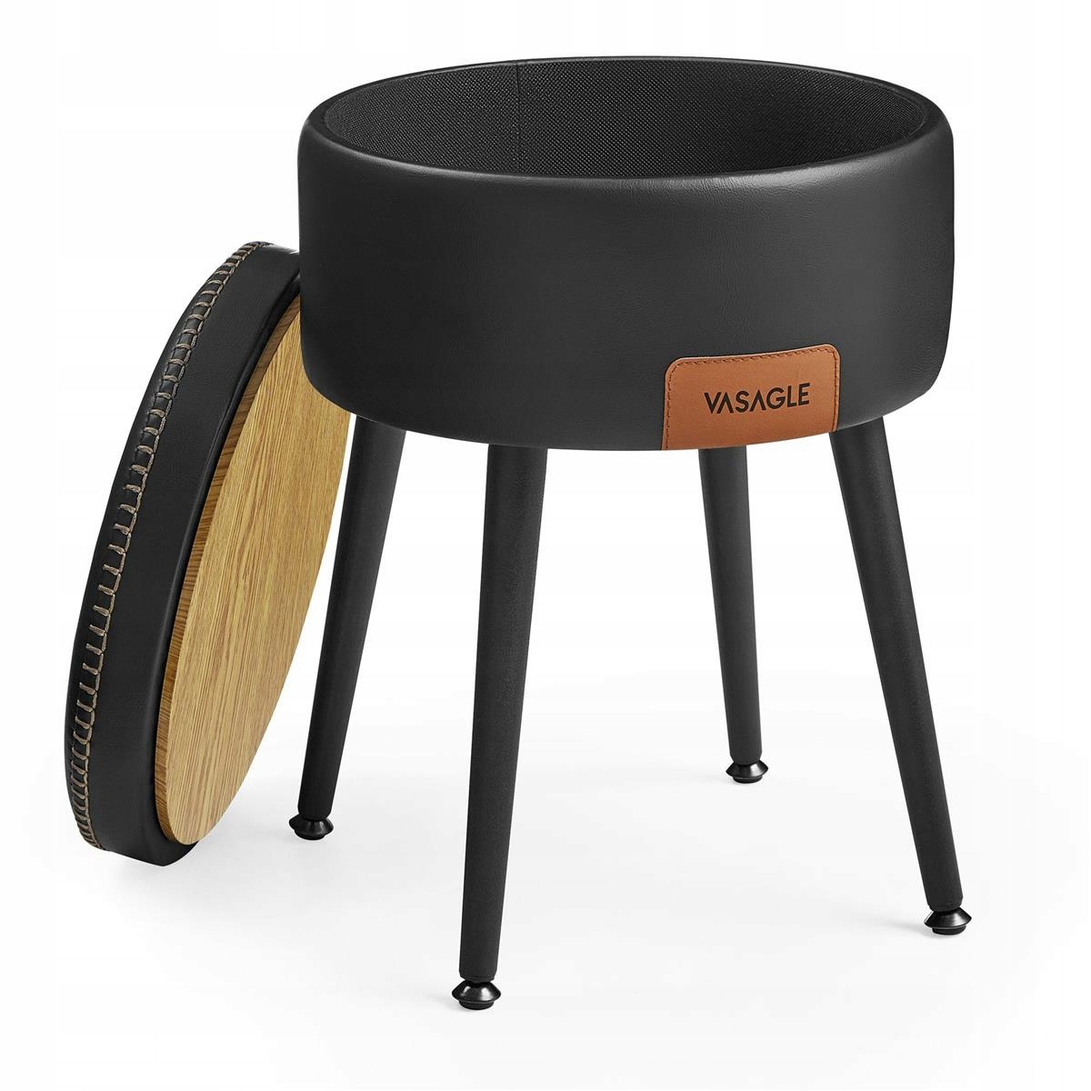 Čalúnená taburetka Songmics čierna