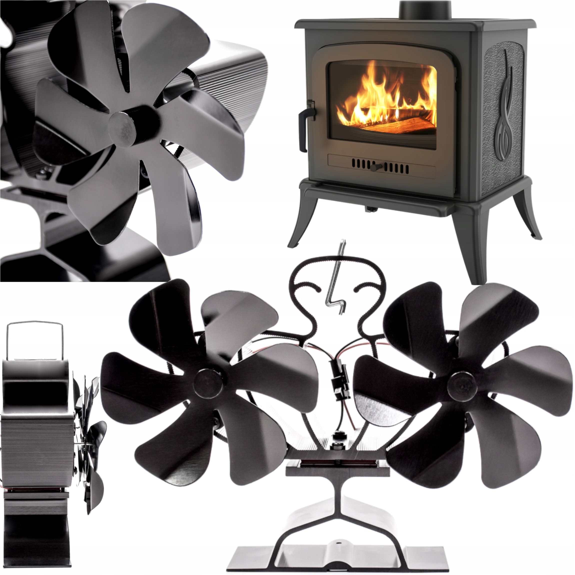 Ventilátor Do Krbu Rozptyľujúci Teplo 2 Turbíny