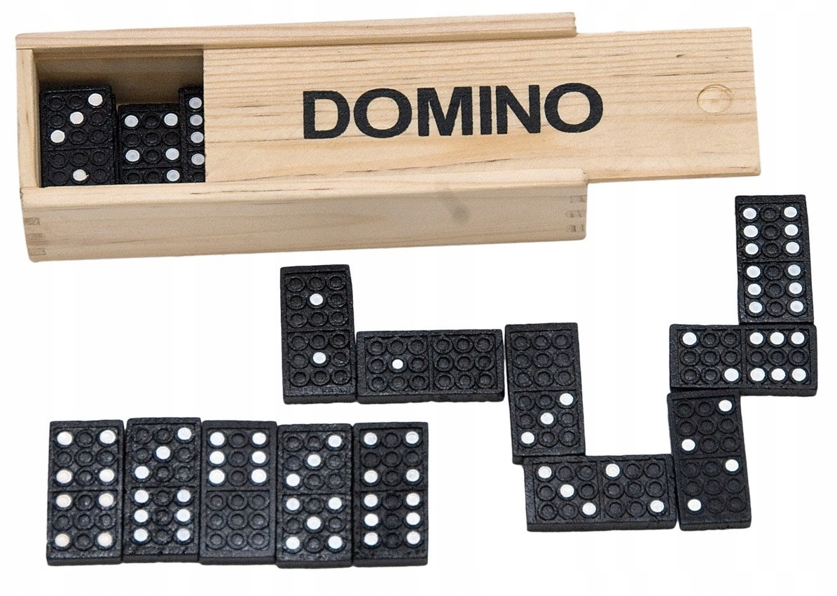ZABAWKI DLA DZIECI GRA DOMINO TRADYCYJNE KLASYCZNE DREWNIANE KLOCKI