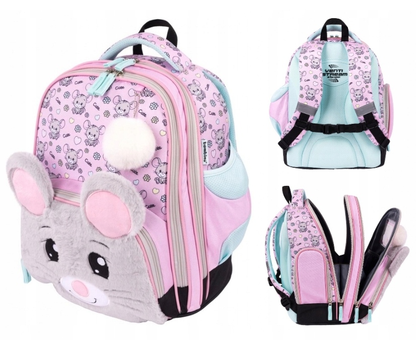 Plecak Bambino Premium Mouse Tornister Lekki do klas 1-3 Pluszowa Myszka