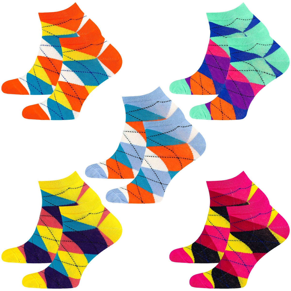 

5x Skarpetki Męskie Stopki Kolorowe Bawełniane