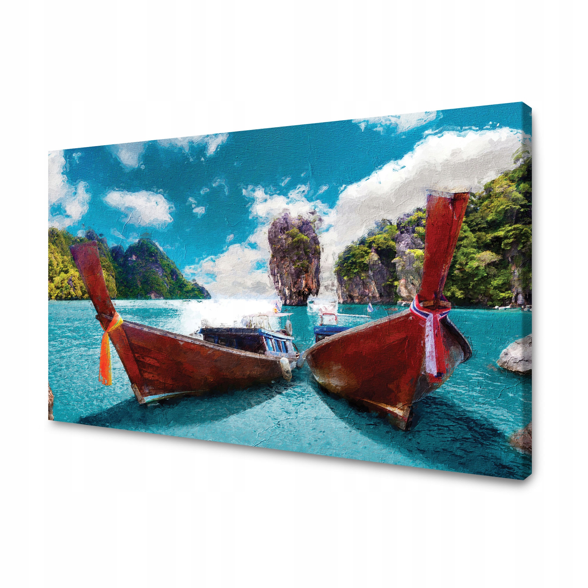 Obraz na plátně Lodě na břehu Voda Hory 90x60 cm Ideální jako dárek