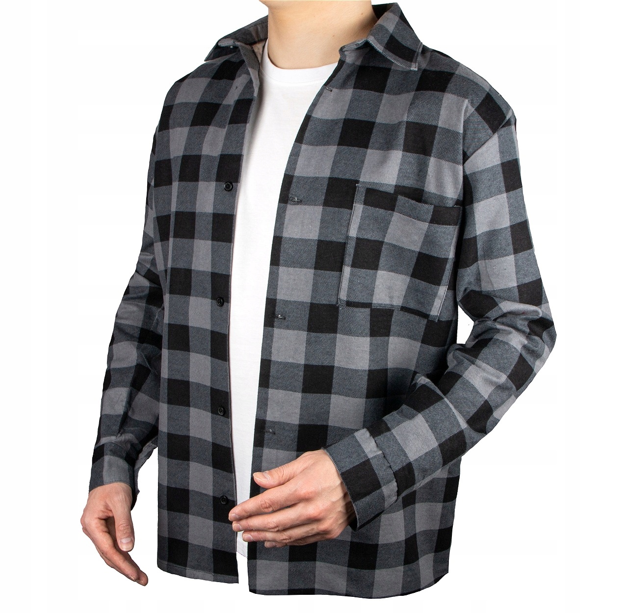 KOSZULA FLANELOWA ROBOCZA SZARA KRATA L Marka inna