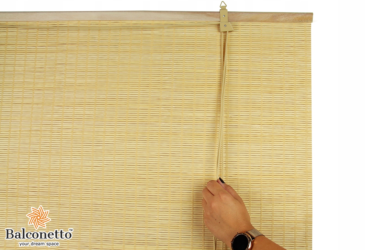 ROLETA BAMBUSOWA BEŻ naturalna ROLETY BAMBUSOWE BAMBUS BEŻOWA 150x220 CM Długość 220 cm