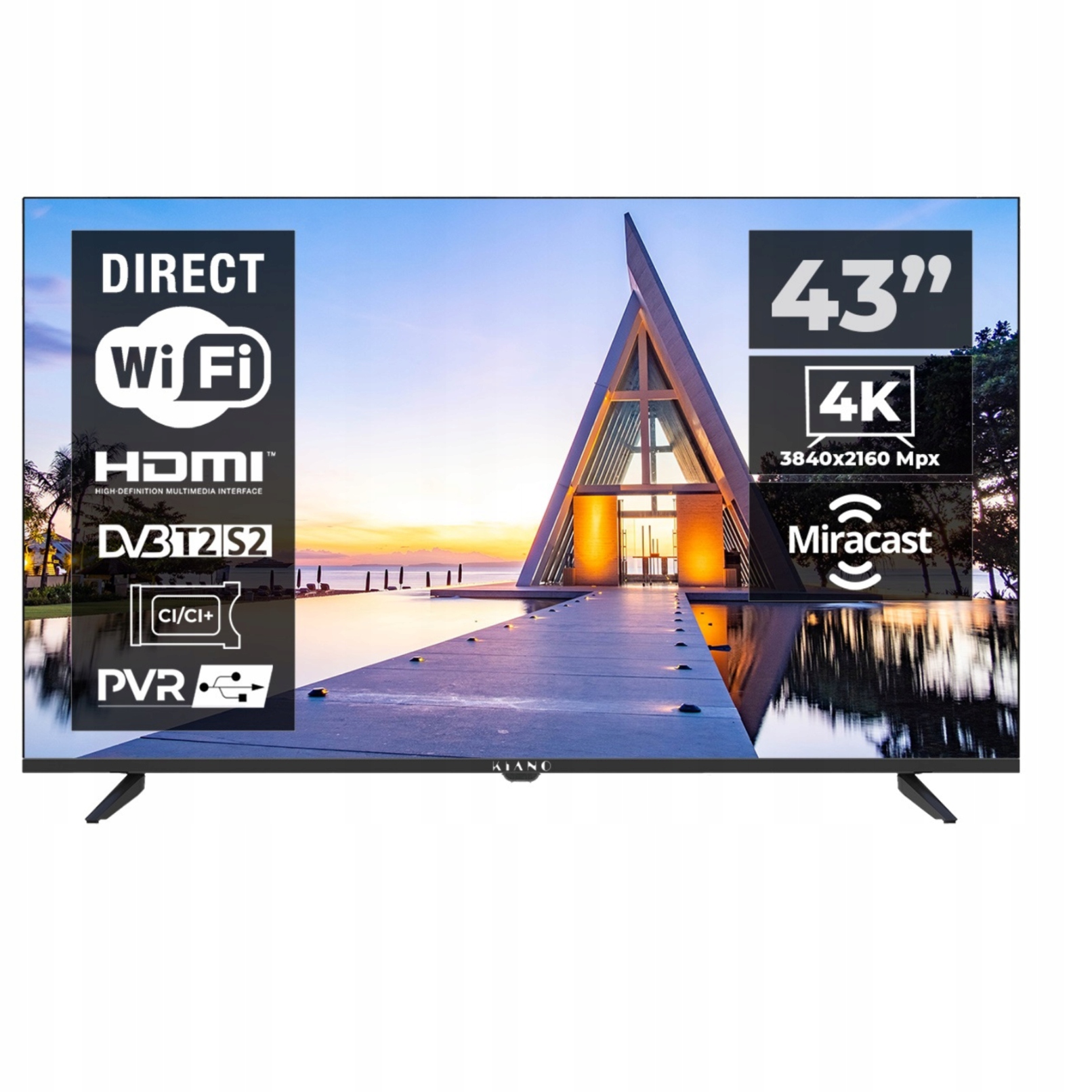 Televízor Kiano KE43N 43" Led 4K Uhd, Smart Tv, WiFi, funkcia Pvr, čierny