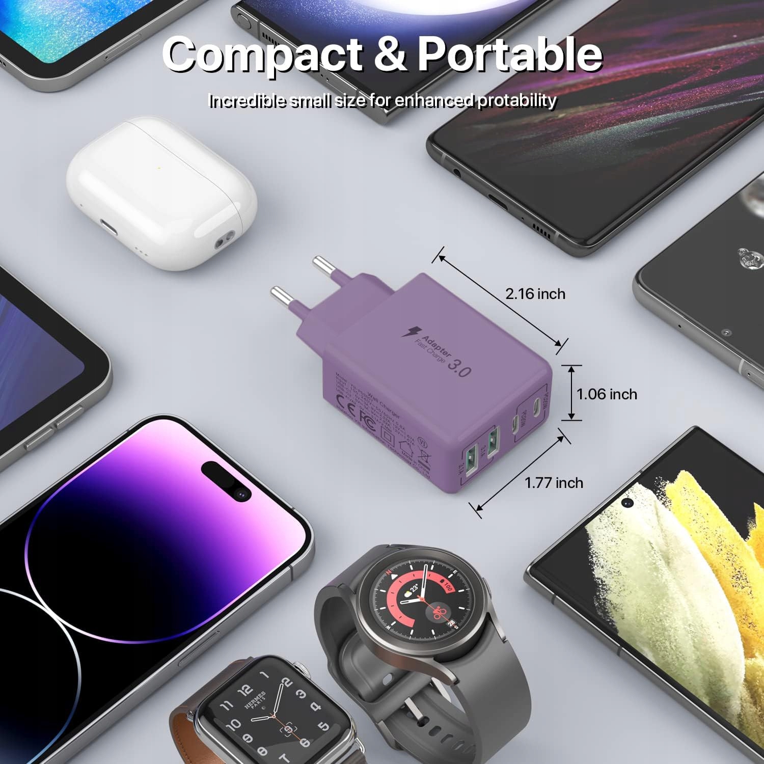 sccvee Ładowarka USB C 40W 4 Porty Szybkie Ładowanie iPhone Android — miniatura 6