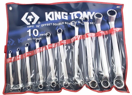 Očkové kľúče Ohnuté 6-32mm 10ks Sada v puzdre King Tony 1710MR