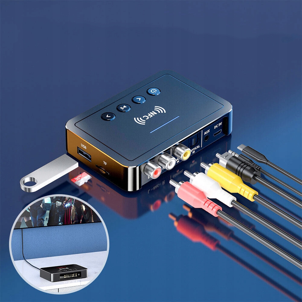 NFC BLUETOOTH 5,0 TRANSMITER ADAPTER AUDIO, ADAPTER BLUETOOTH SYSTEM STEREO Czas pracy 10 h