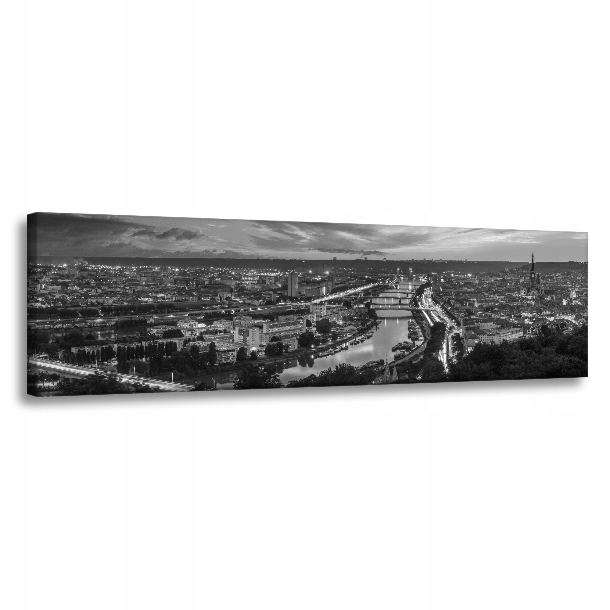Obraz na plátně Architektura Rouen černobílý 150x50 cm