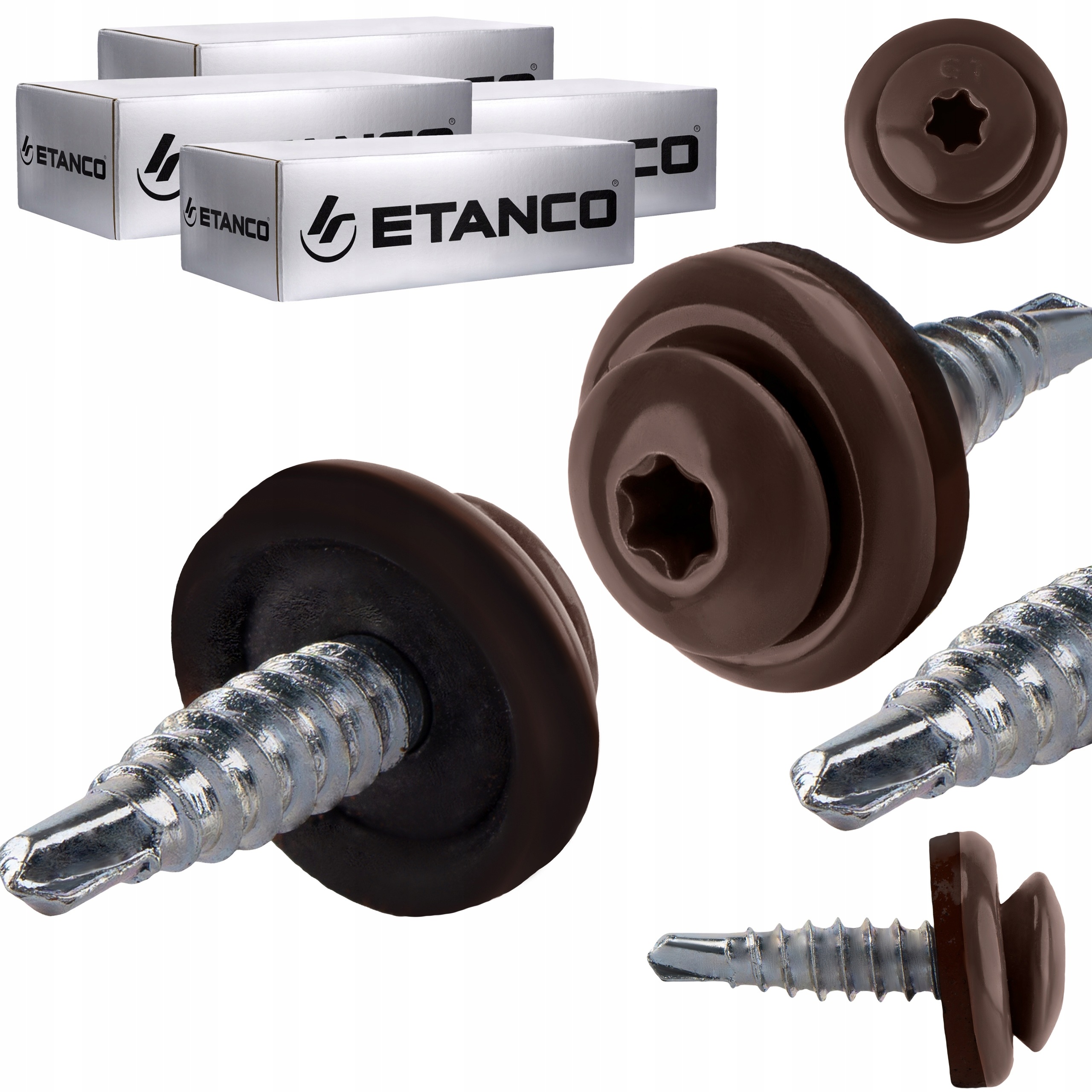 Farmářské vruty Torx 4,8x20 mm Ral 8017 1000 ks do plechu Etanco Gtf 02P