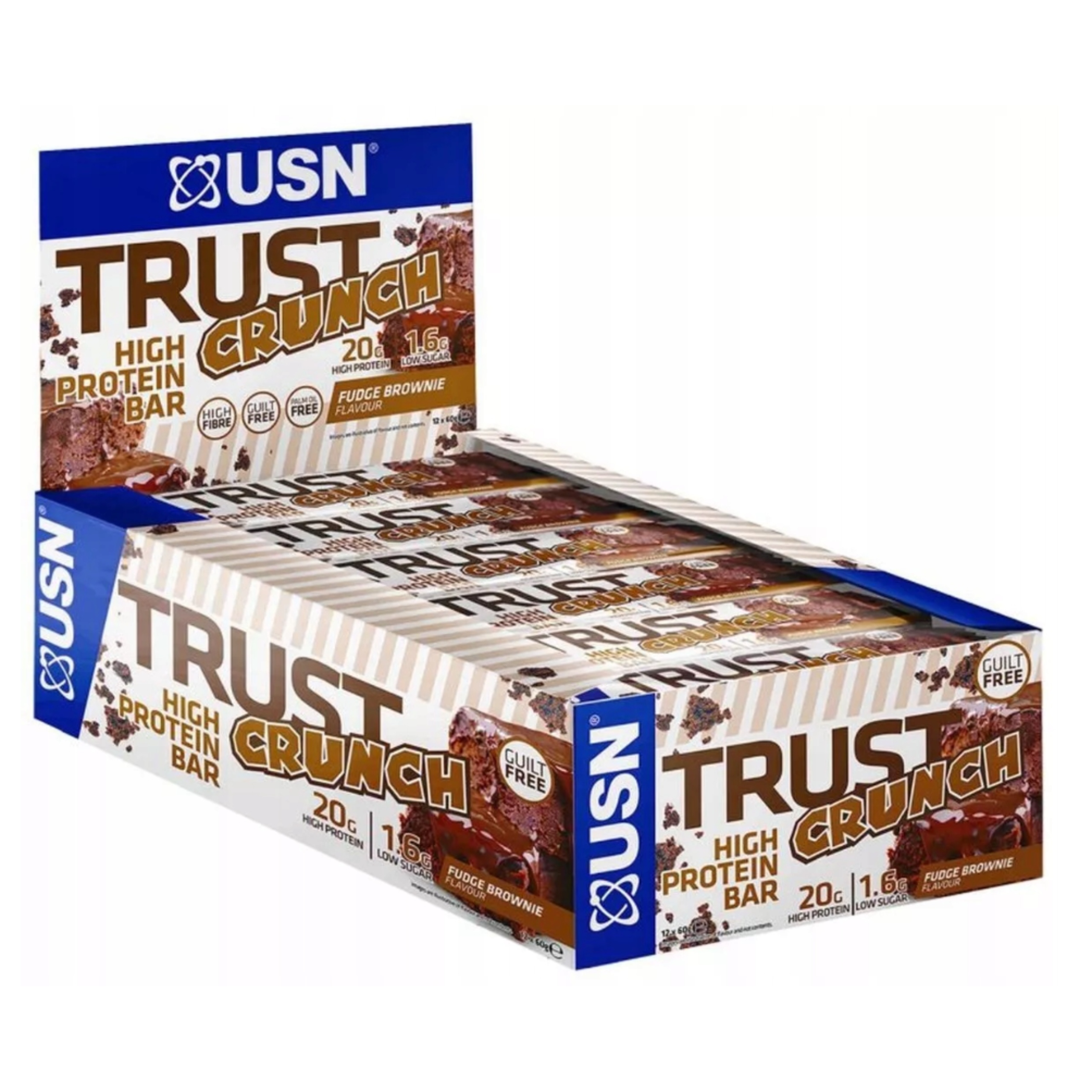 Proteinová Tyčinka Usn Trust Crunch 12x60 g Brownie 20 g Nízkocukrové bílkoviny