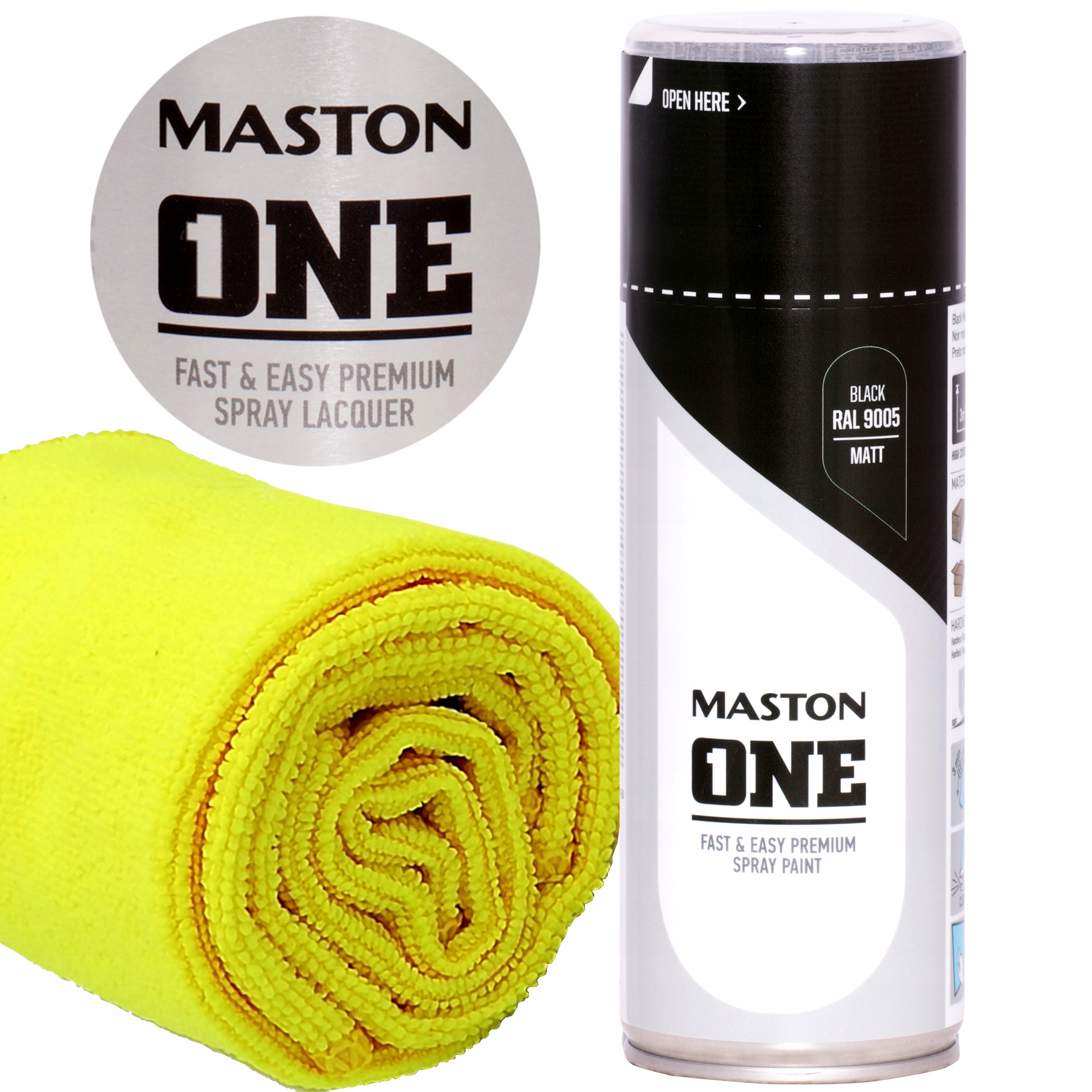 Лак фарба матовий чорний спрей-Maston One 400мл