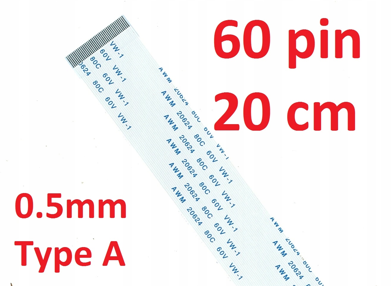 Taśma Flex Fpc Ffc VW-1 Awm 20624 80C 60V 20cm 60P
