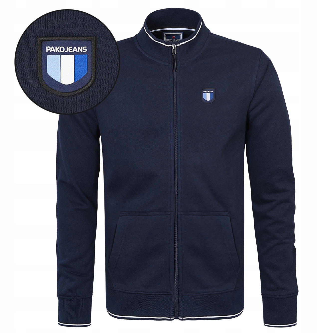 pánská mikina na Zip bez kapuce Zateplená Tmavě Modrá XXXL Pako Jeans