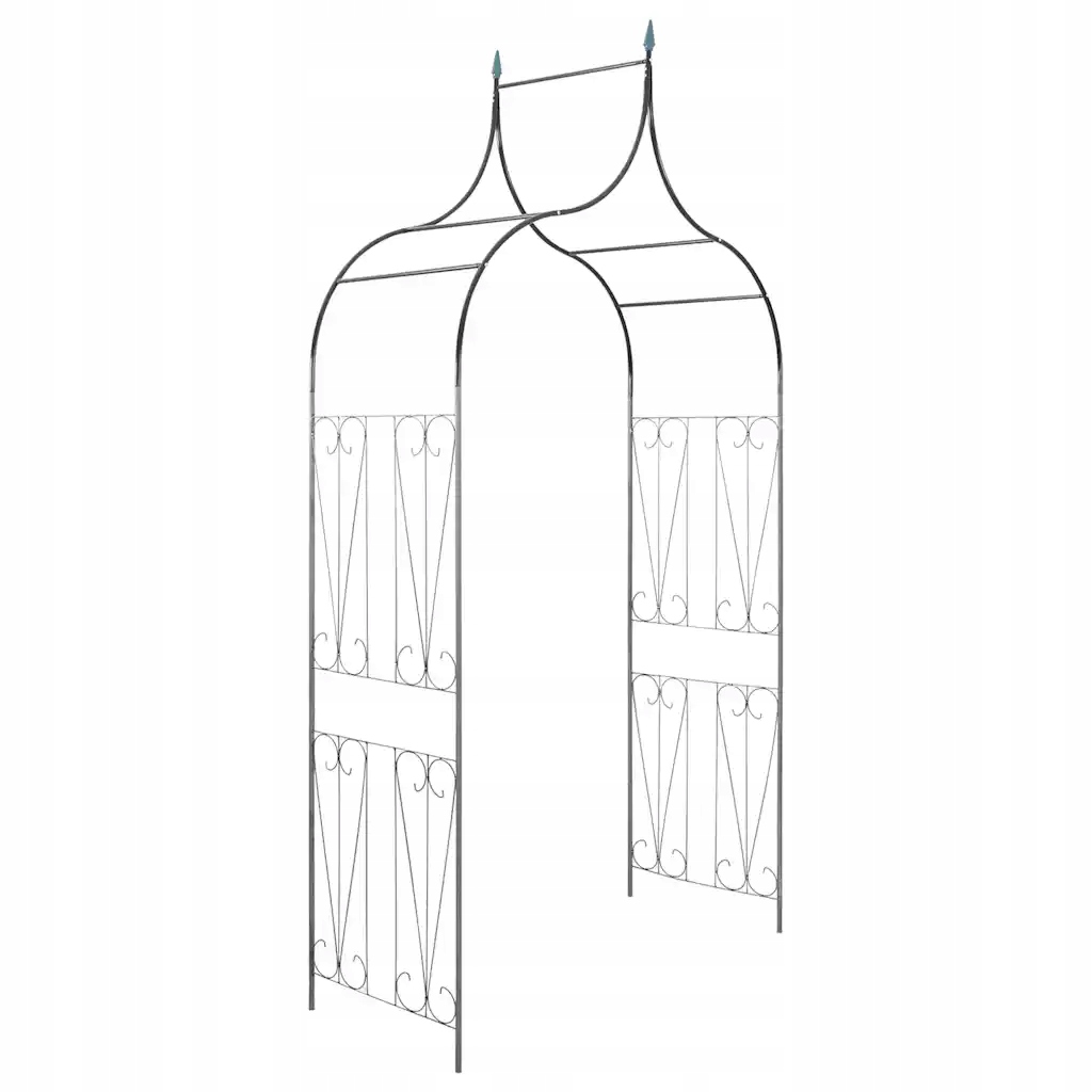 Zahradní pergola na popínavé rostliny ze železa 129 x 60 x 283 cm, tmavě zelená