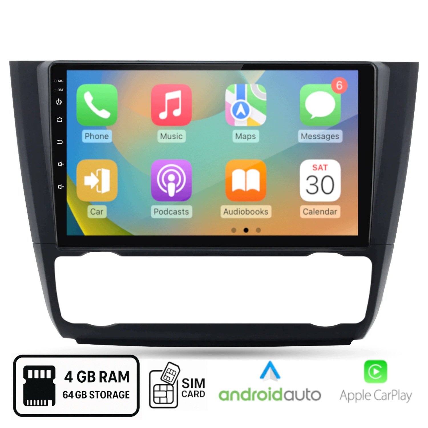 Android rádio Bmw E87 E88 E81 E82 Carplay Android Auto Wi-Fi Sim 4+64 Gb