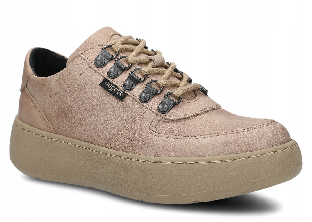 Nagaba 314 Béžová Pohodlné Dámské Kožené Polobotky Polský Výrobce