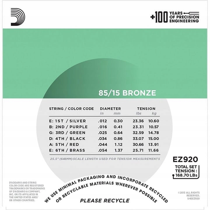 Struny D'Addario EZ920 do gitary akustycznej Kod producenta EZ920