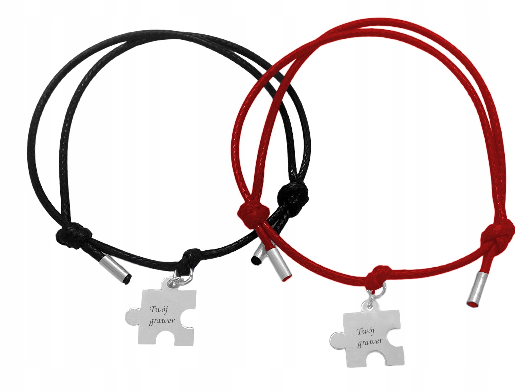 Sada provázkových náramků přátelství, puzzle Stříbro ryzost 925 Gravírování