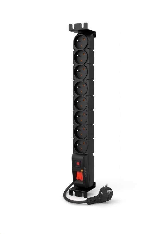 19" rozvodný panel Acar 8x230V, vypínač, indikátor napětí, přepěťová…
