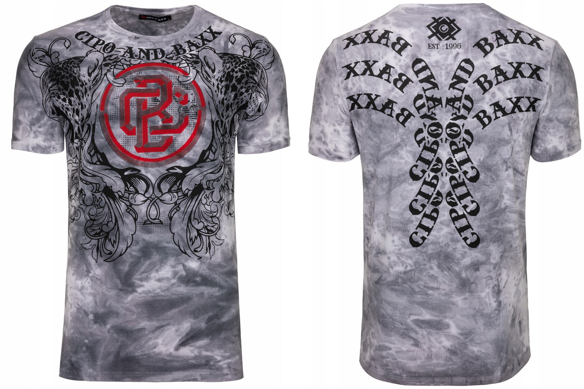 

Koszulka Męska Szara T-shirt Cipo Baxx Nadruk: XL