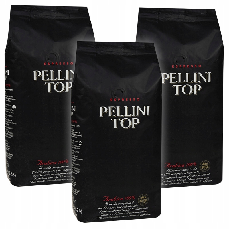 Kawa Pellini Top ziarnista 1kg x3 100 % Arabica Włoska oryginalna 3 opak