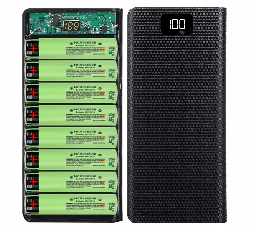 Obudowa PowerBank na 8 ogniw 18650 2xUSB USB C Micro USB