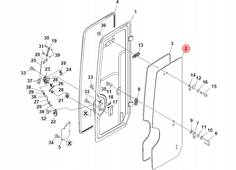 T0338600038 - СТЕКЛО ДВЕРИ 0338600038 TAKEUCHI TB216 TB225