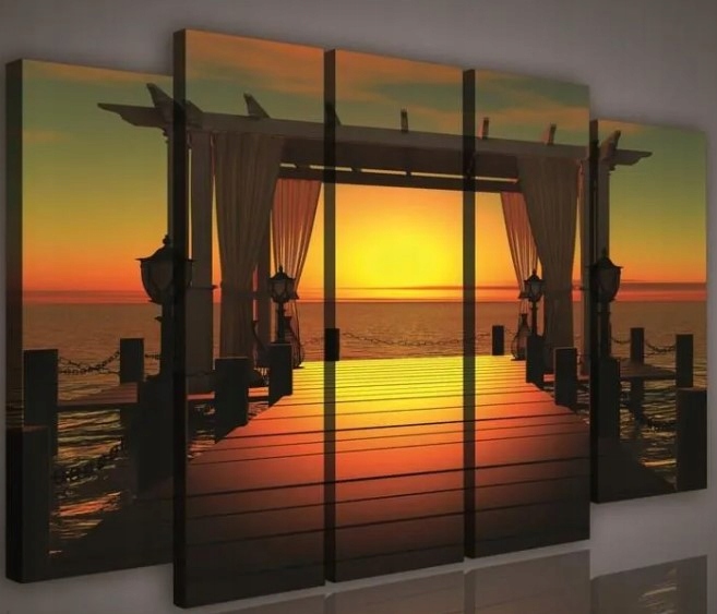 Obraz 150x100 Západ slnka more oceán most arkáda príroda krajina pokoj