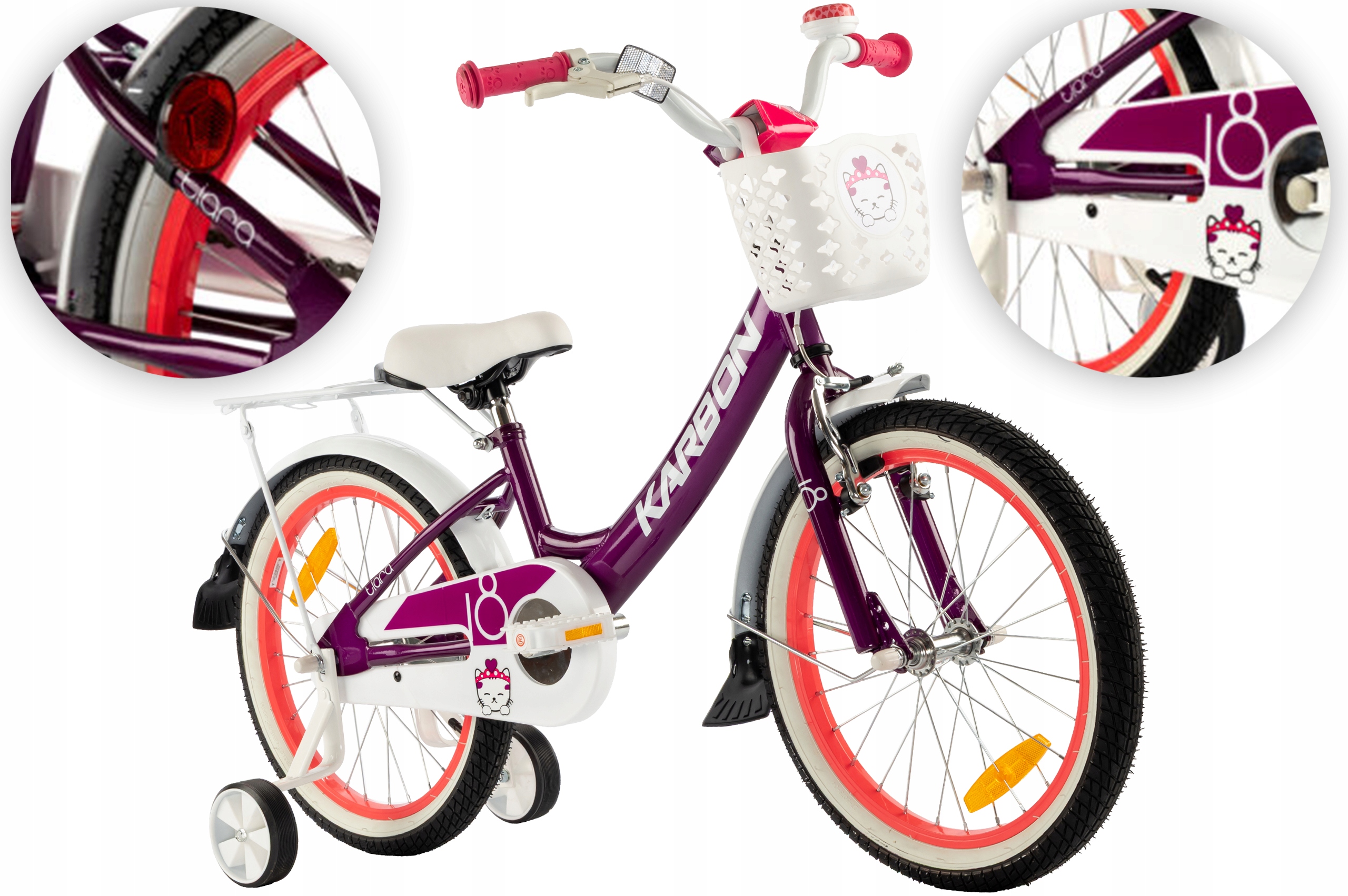 Rower dziecięcy 18" Karbon Tiara fioletowy R25