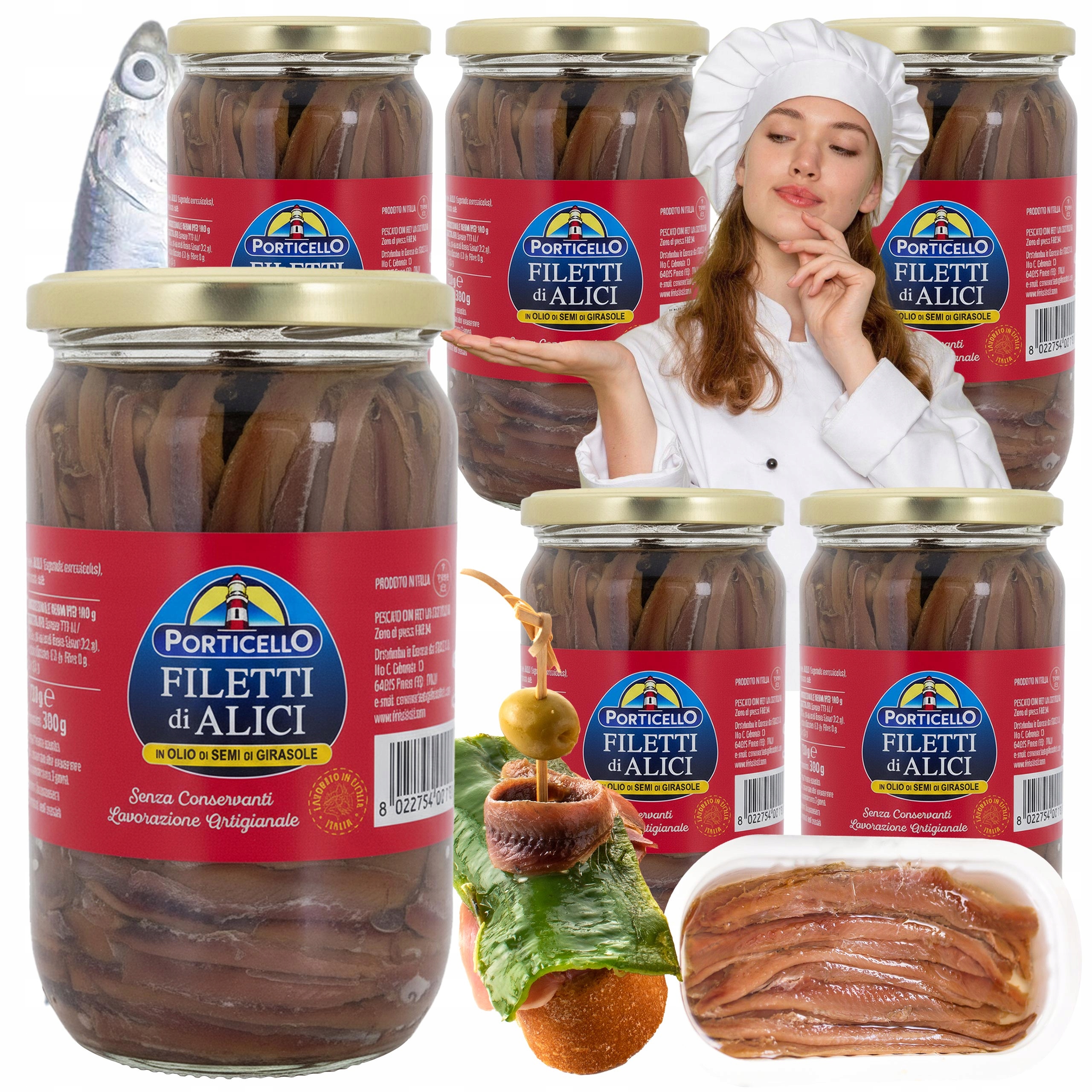 Levně Filety Anchois V Oleji Portice 720g x 6 Svařovacích