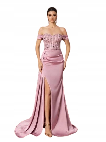 Shein Dlouhá Dámská Růžová Večerní Sukně S Flitrovým Korzetem 40 1 Kh