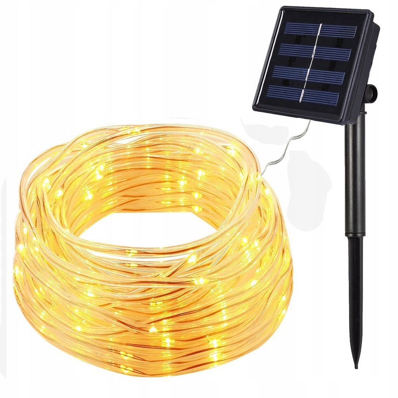 

Lampki Druciki Wąż Rurka 100LED 12M Solarne Ciepłe