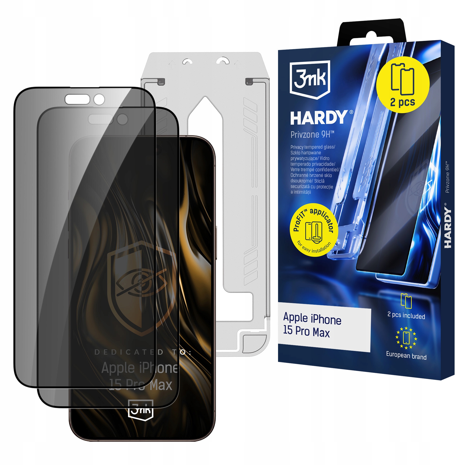 2x Szkło hartowane prywatyzujące 3mk Privzone 9H do Apple iPhone 15 Pro Max